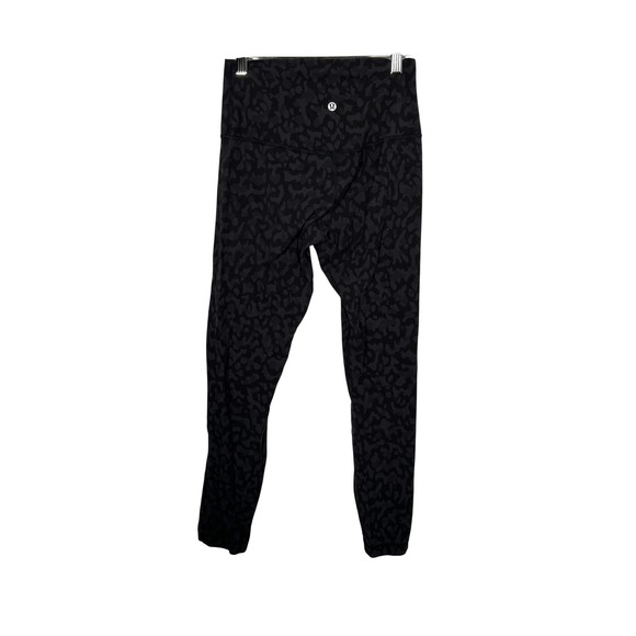 Lululemon Pants - Lululemon Black Gray‎ Leopard Camo High Rise Leggings Athletic Yoga Size 6